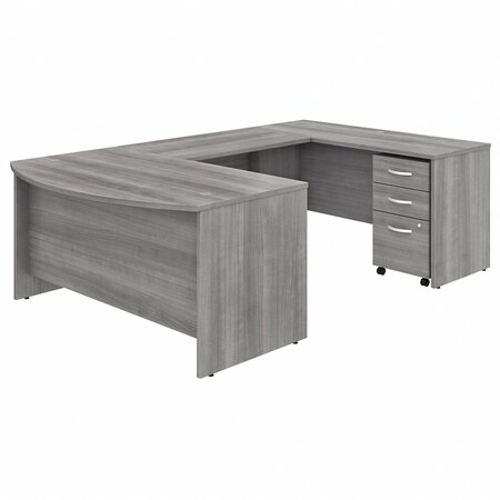 Bush Business Furniture Studio C 60W x 36D U Shaped Desk W/ Mobile File Cabinet, Platinum Gray STC005PGSU